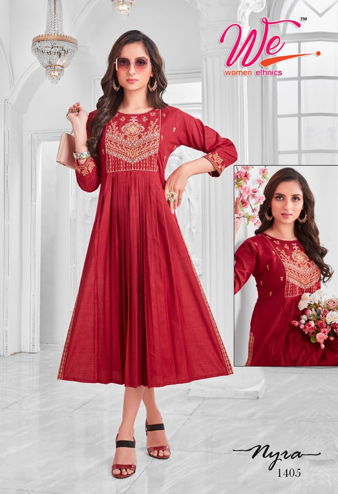 Nyra By We 1401 To 1408 Long Designer Kurtis Catalog
